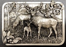 Siskiyou Oregon 1982 Belt Buckle with Elk Wapiti Deer Buck; Cast Metal RF682 