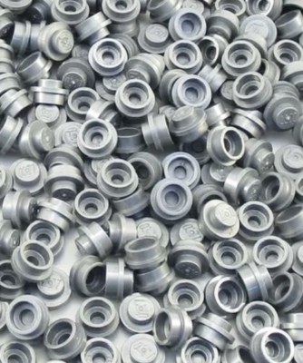 Lego 100 Pieces Flat Silver Round Plate 1x1 Dots Straight Side Bulk ...