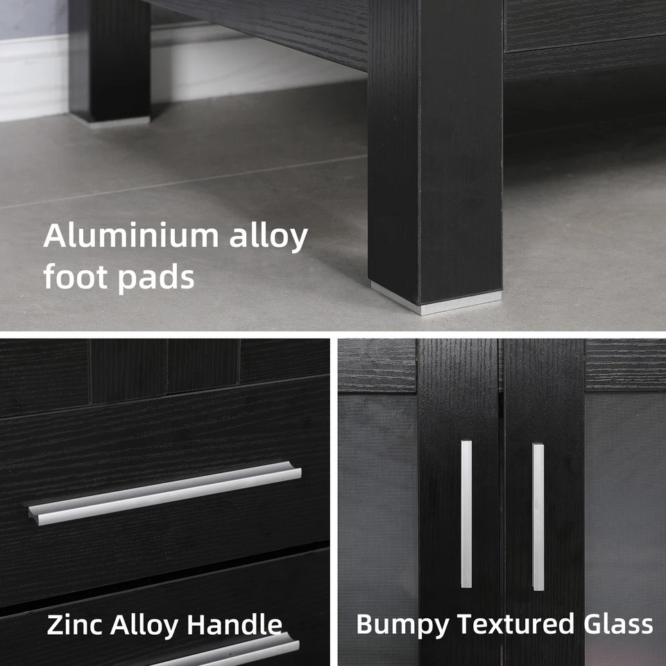 Juego de Tocador de Baño 24" Turquesa Cuadrado Vaso Vidrio Fregadero Mueble Sin Espejo Foto 3 de 4