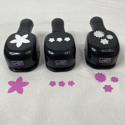 3 Stampin Up Paper Shapers Whale Tail Punches 5 Petal, Flower Trio, Boho Blossom