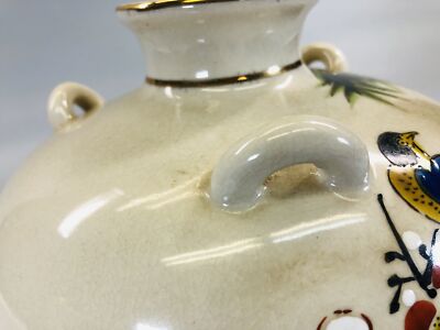 Y5662 FLOWER VASE Kutani-ware signed box color paint Japan ikebana