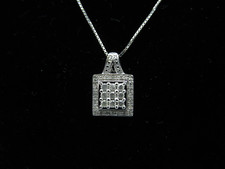 .8ct /- WHITE DIAMOND PENDANT on 18" NECKLACE Sterling Silver 925 NWT NK2