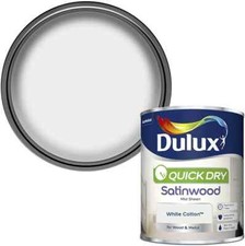 Dulux  Quick Drying Satinwood Paint For Wood  Metal  White Cotton  750ml