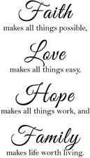 16.5 x 23.5 inches Faith Love Hope Quotes Wall Stickers Decals Decor, Removab...