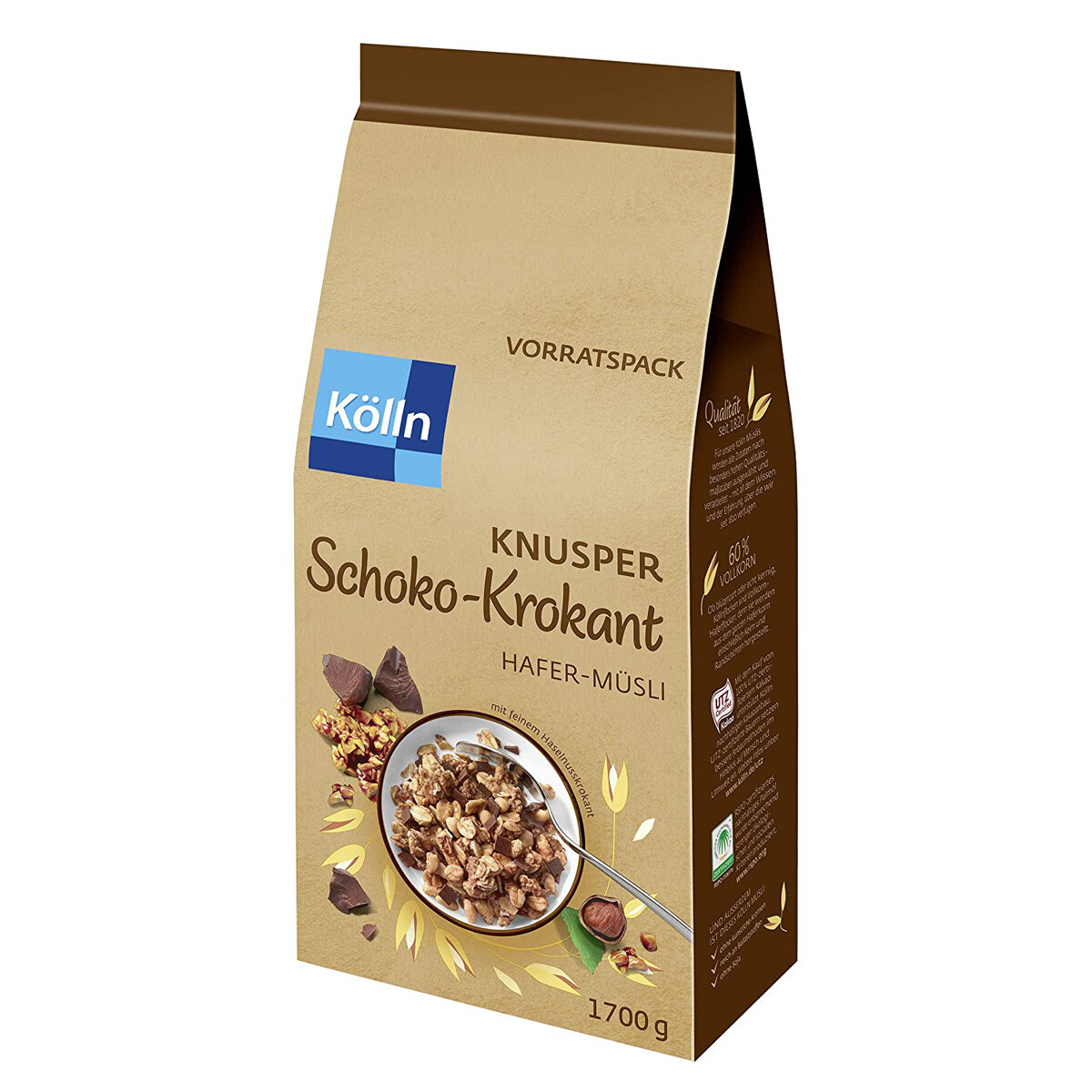 Kölln Knusper Schoko Krokant Hafer Müsli mit Haselnusskrokant 1700g