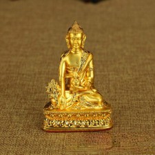 3" HEALING! BLESSED TIBETAN BUDDHA GOLD GILT STATUE: MEDICINE BUDDHA & GIFT BOX