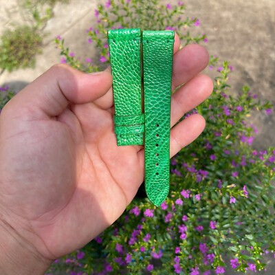 20mm/18mm  Padded  GREEN   Genuine OSTRICH Leg LEATHER SKIN WATCH STRAP BAND