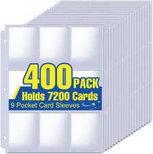 7200 Pockets Card Sleeves Binder Sheets, 9 Pocket Card Sleeves for 3 Ring Bin...