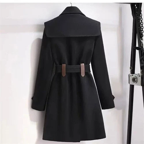 New Autumn Winter Wool Jacket Womens Clothing Coat Slim Fit Belt Elegant Outwear - Picture 5 of 18