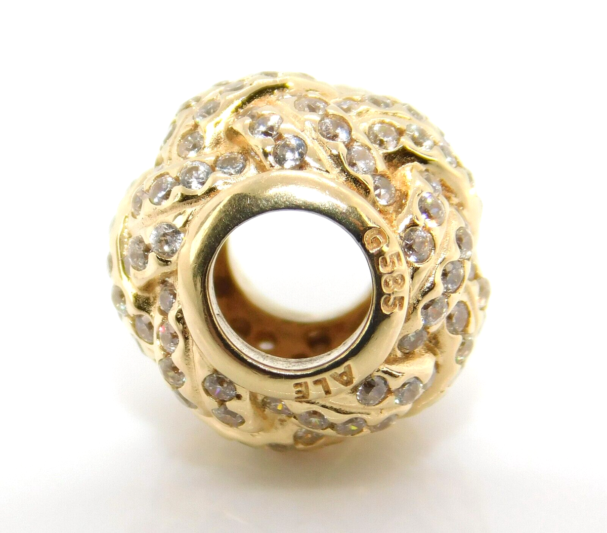 アクセサリー Pandora k14 Charm Pandora 14K Yellow Gold & CZ Sparkling Love Knot Charm Bead