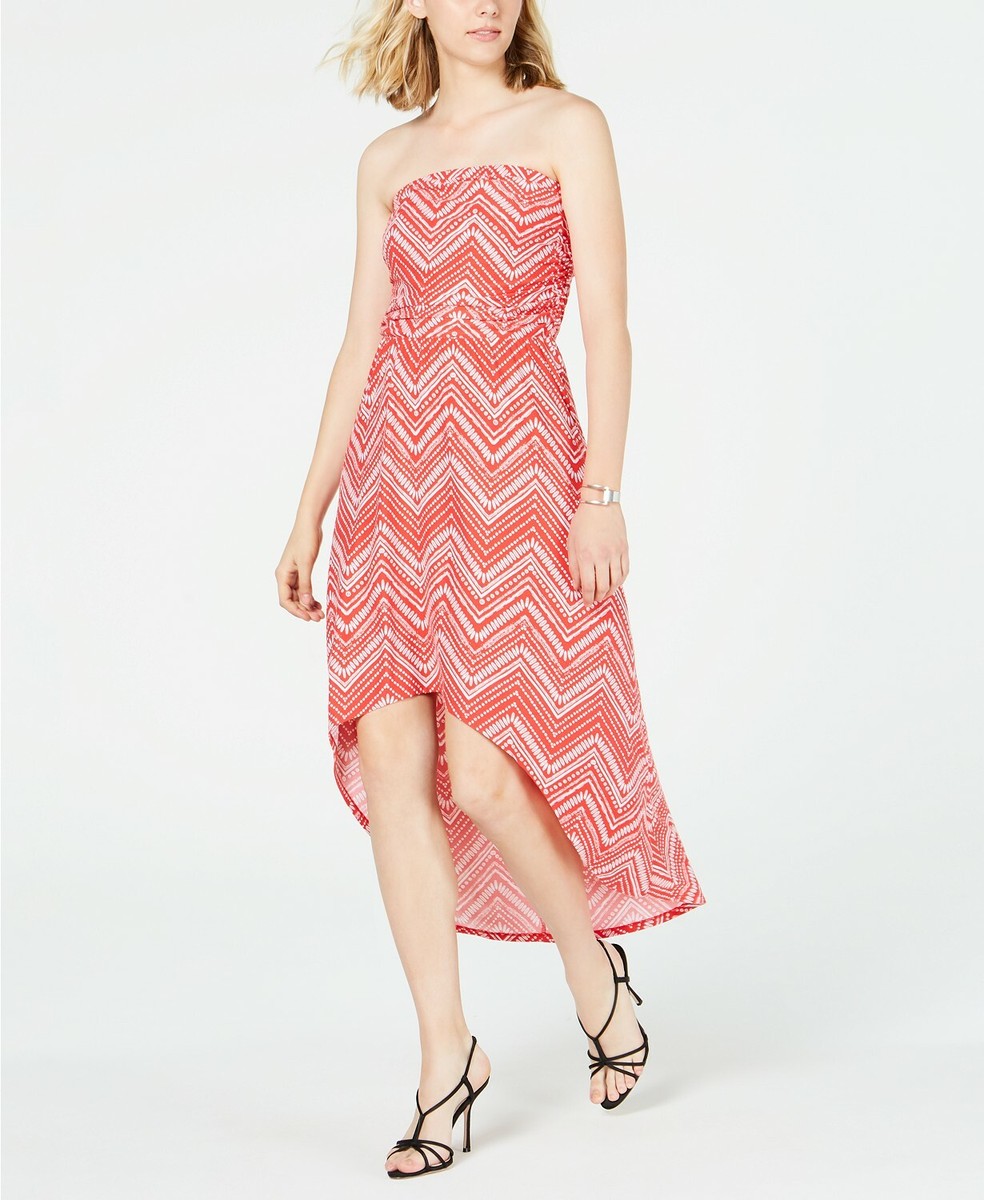 Ultra Flirt Juniors' Strapless High-Low Maxi Dress - Red/White