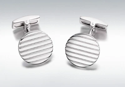 Hoxton London Boutons De Manchette Rond En Argent Sterling Texturé - Photo 1/2