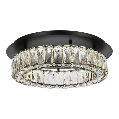 Elegant Lighting Monroe 18" Metal and Crystal LED Single Flush Mount in Black - Picture 1 of 8