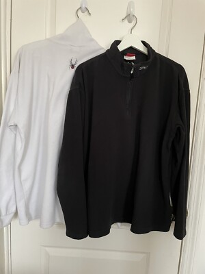 Lot of 2 SPYDER Men s Sz XL 1/4 Zip Pullover Sweatshirt Web Neck Long Sleeve