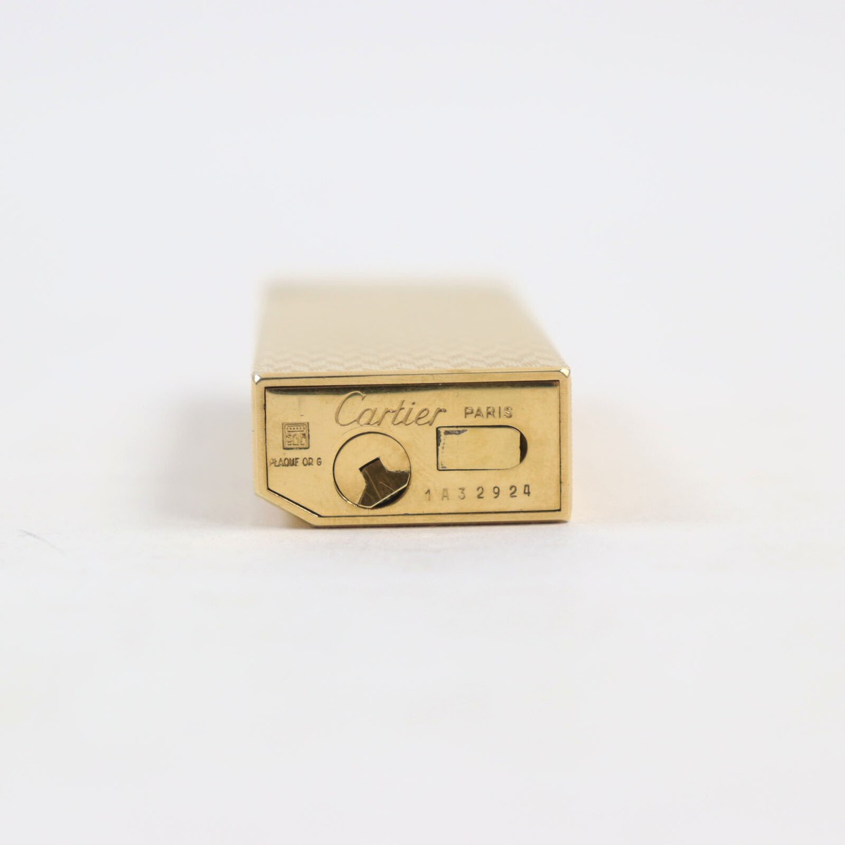 Working CARTIER Pentagon Pattern Roller Gas Lighter Gold