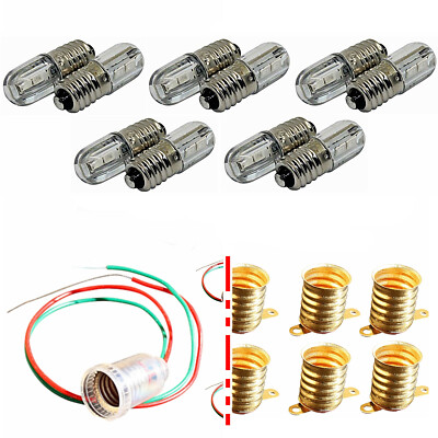 2x/10x E10 Fassung + LED 3V Anschlußkabel Lampenfassung Kabel LED Batterie weiß