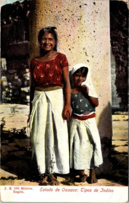 Rare Vintage postcard- Estado de Oaxaca: Tipos de Indios Mexico posted 1909
