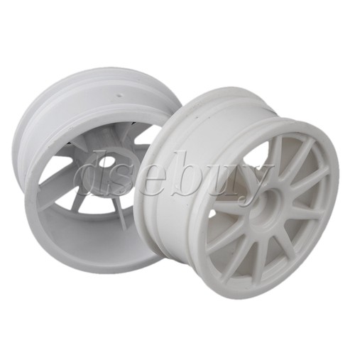 White Plastic 10-Spoke Wheel Rims for RC1:10 On-Road Car & Drift Car Set of 4 - Picture 2 of 8