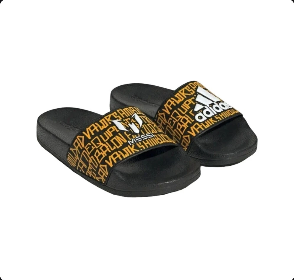 Adidas Adilette Cloudfoam MESSI Black Yellow GW6136 Slide Sandals
