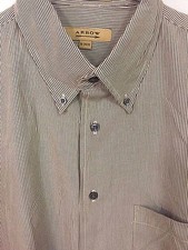 ARROW MICROFiber Dress Shirt Pinstripe Button Down Collar Long Sleeve 16 34/35