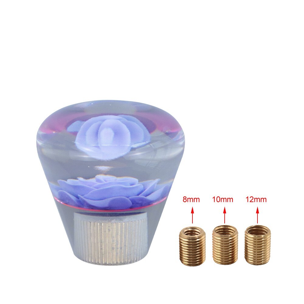 JDM Clear Purple Real Rose Flower Diamond Shape Manual Gear