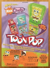2004 Nickelodeon Toon-Pop Lollipop Print Ad/Poster 00s Kids Spongebob Candy Art