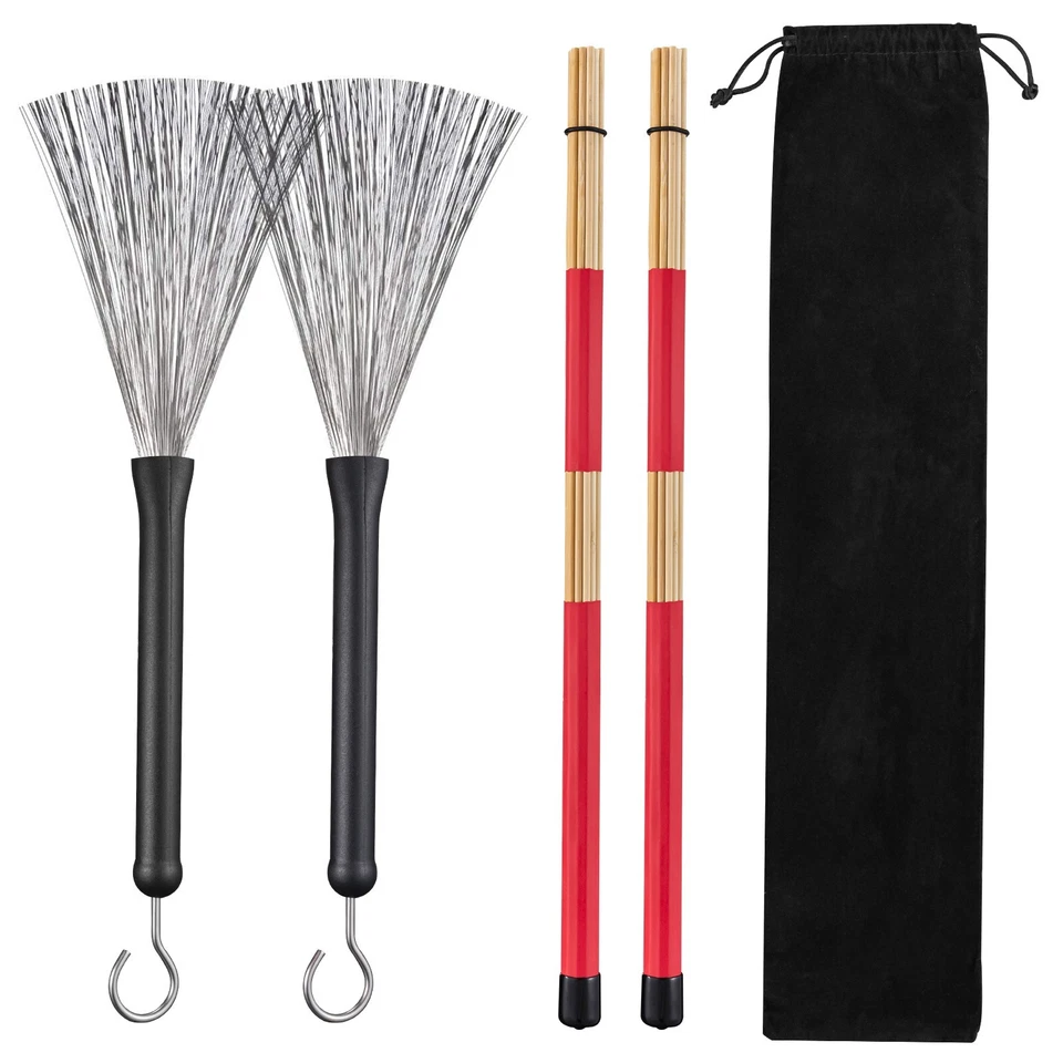 POGOLAB Drums Sticks Drum-Bürsten-Set mit tragbarer Aufbewahrungstasch