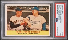 Willie Mays 1958 Topps Rival Fence Busters PSA 3 #436 Los Angeles Dodgers