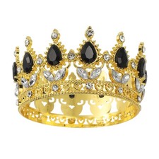 Mini Crown Cake Toppers Alloy Crown with Crystal Gold/Black