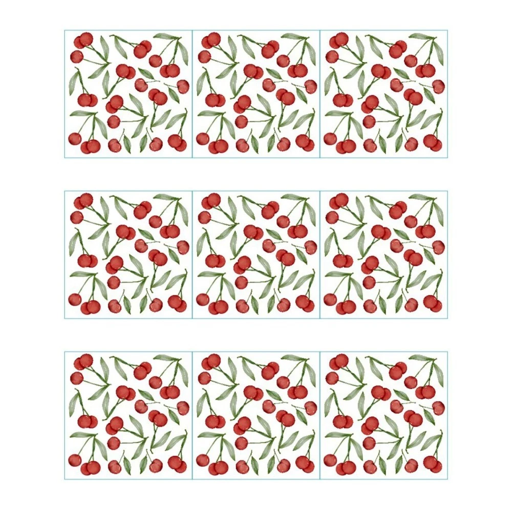 Durable Fruit Sticker 3Pcs Cherry Bedroom Decoration Self Adhesive PVC