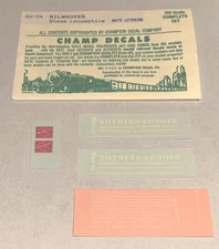 CHAMP HO DECAL-MILWAUKEE ROAD/MILW STEAM LOCO-WHITE & RED LETTERING - #EH-34