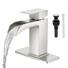 Faustina Brushed Nickel Waterfall Bathroom Faucet, Single Handle Wide Spout