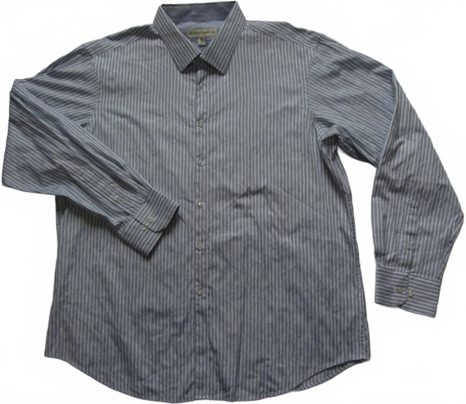 Camisa con botones Pronto Uomo para hombre - azul blanco a rayas - XXL Foto 2 de 4