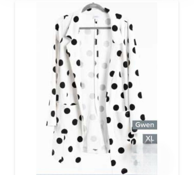 Lularoe 2X Black & White Polka Dot Gwen Blazer 