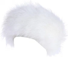 sy soul young Faux Fur Headband with Elastic for Women's White With Tips 