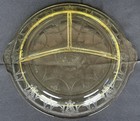 1930s Hocking Yellow Depression Glass Handled Cameo Ballerina Grill Plate — photo 2