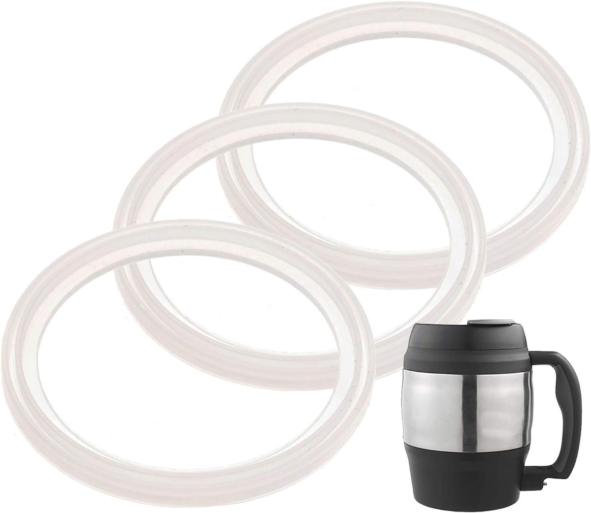 Pack of 3 Insulated Coffee Mug O-Ring Replacement - Clear White Leakproof  Coffee