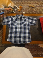 Ely Cattleman Pearl Snap Short Sleeve Shirt Vintage Mens Large 16-16.5