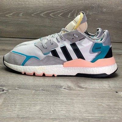 Adidas Shoes Nite Jogger Mens 13 Grey White FV3852 Mesh Suede Boost Sneakers