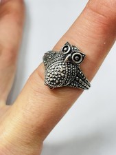 Vintage silver owl ring UK size P
