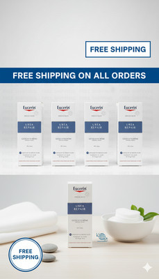 4 x Eucerin Glättende Gesichtscreme 5% Urea 50ml - Feuchtigkeitscreme für trockene Haut 4er Pack