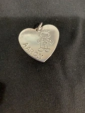 Lucy Ann Silver Engraved Heart Charm Aaron Sterling Silver