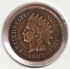 US Rare Old West 1907 Indian Head Penny Coin American Collection Shield Cent USA