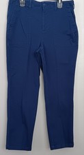 Lands' End Women's Straight Legs Navy Blue Cotton/Spandex Flat Front Pants Sz 1