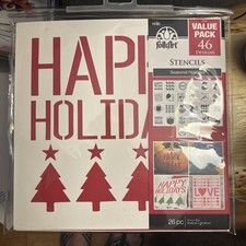 PLAID FolkArt Holiday Value Stencil Pack Seasonal Holidays 46 Designs Brand New