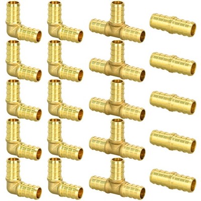 20 PCS 1/2'' PEX Brass Crimp Fittings Combo Tees Elbows Couplings Adapters