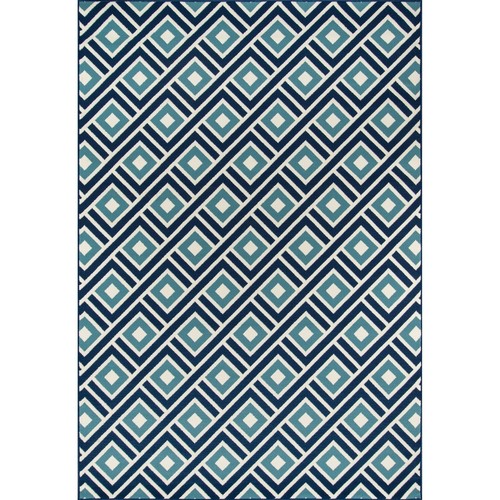 Momeni Baja Blocks Indoor Outdoor Rug Blue 3'11" x 5'7"