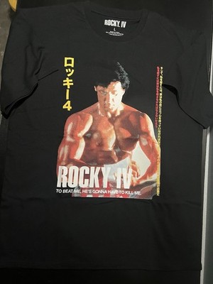 Rocky IV Japanese Movie Poster Black T Shirt Balboa Boxing Champ Mens L NWT
