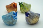 New Murano Cute Navy Blue Bird Figurine Infused with Gold Italian Art Glass — photo 2