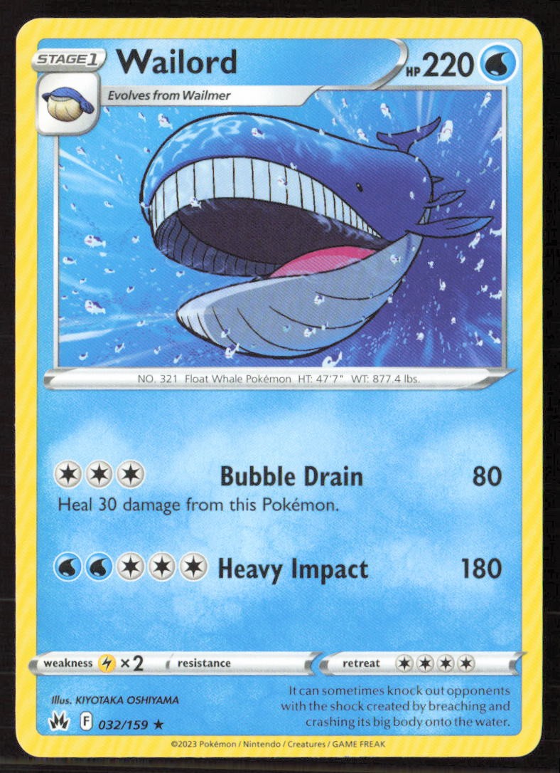 Wailord #032/159 Rare SWSH: Crown Zenith Pokemon